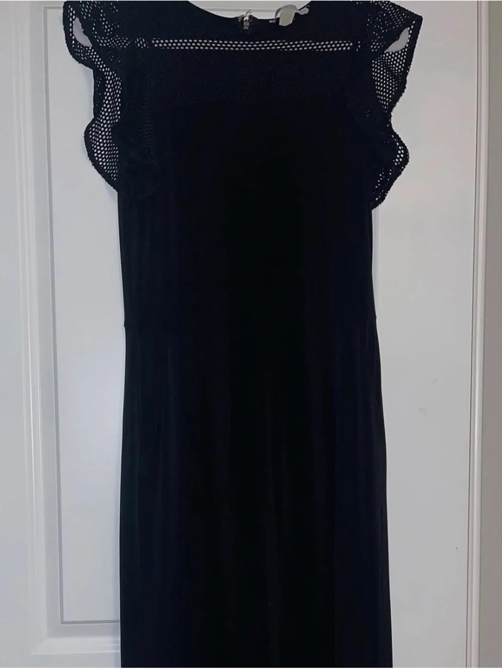 Michael Kors Black Mesh-Yoke Wide Leg Jumpsuit